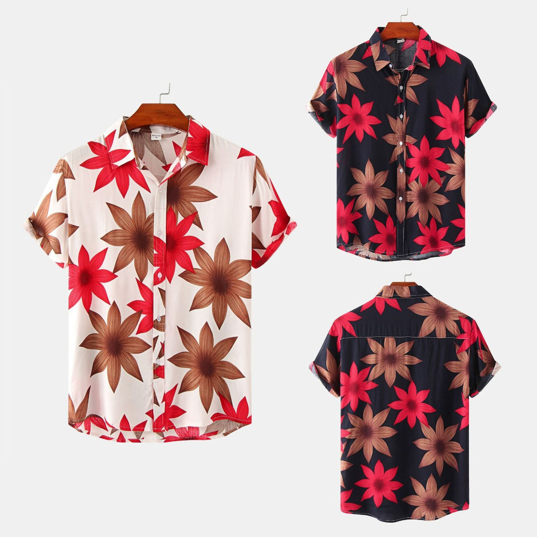 Heidi Mode | Floral kurzärmeliges Blumenhemd Männer