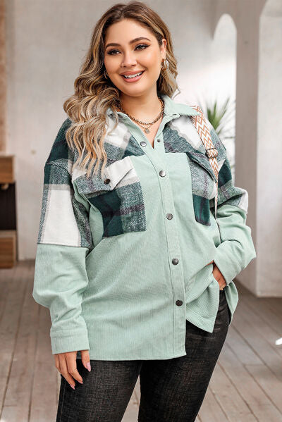 Heidi-Mode | Plus Size Sakko Kariert Mit Druckknopfverschluss & Praktischen Taschen Modisch Und Bequem Für Jeden Anlass