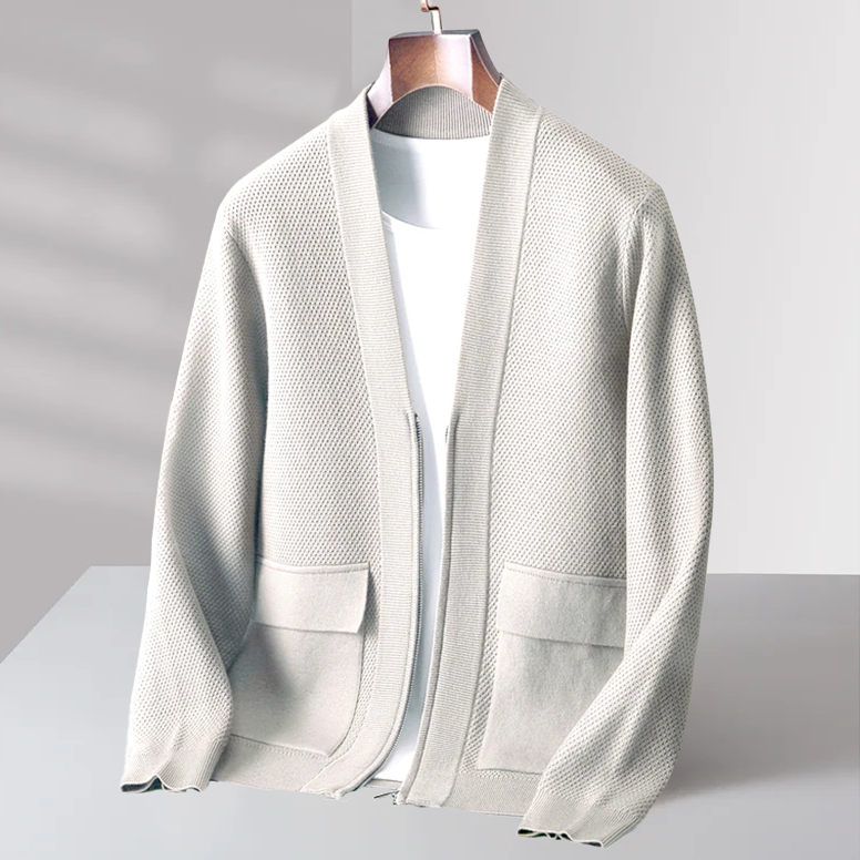 Heidi-Mode - Premium Winter Virgin Wool Quarter Zip Cardigan für Männer