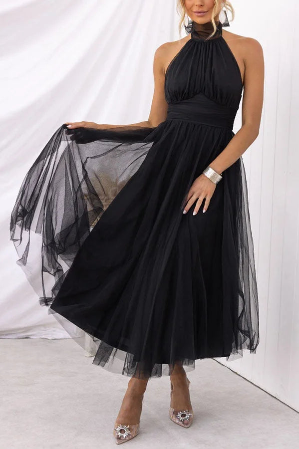 Heidi-Mode | Fairy Vibes Tüll Gathered Detail Halter Maxi Kleid