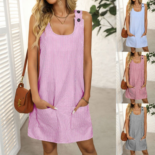 Heidi Mode | Gestreiftes Kleid mit Knopfleiste