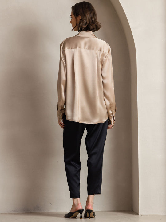 Heidi-Mode | Damen Seiden Basis Militär Revers Hemd