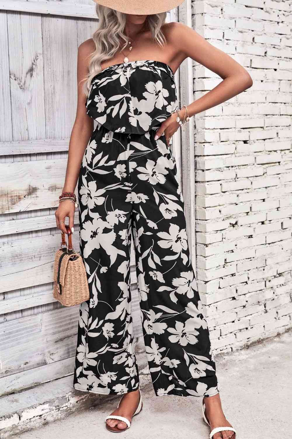 Heidi-Mode | Floral Strapless Weit Bein Overall