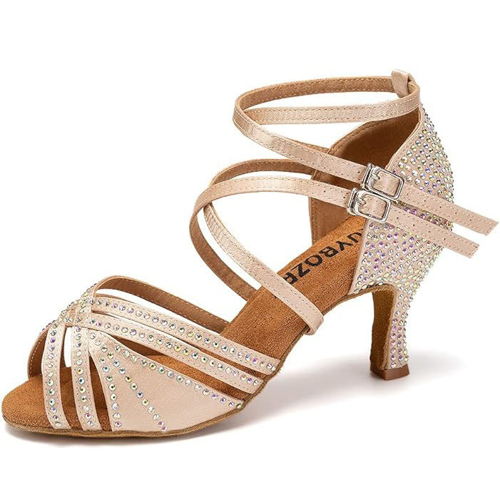 Heidi-Mode | Hot Drilling Lateinische Tanzschuhe Damen Mittelabsatz