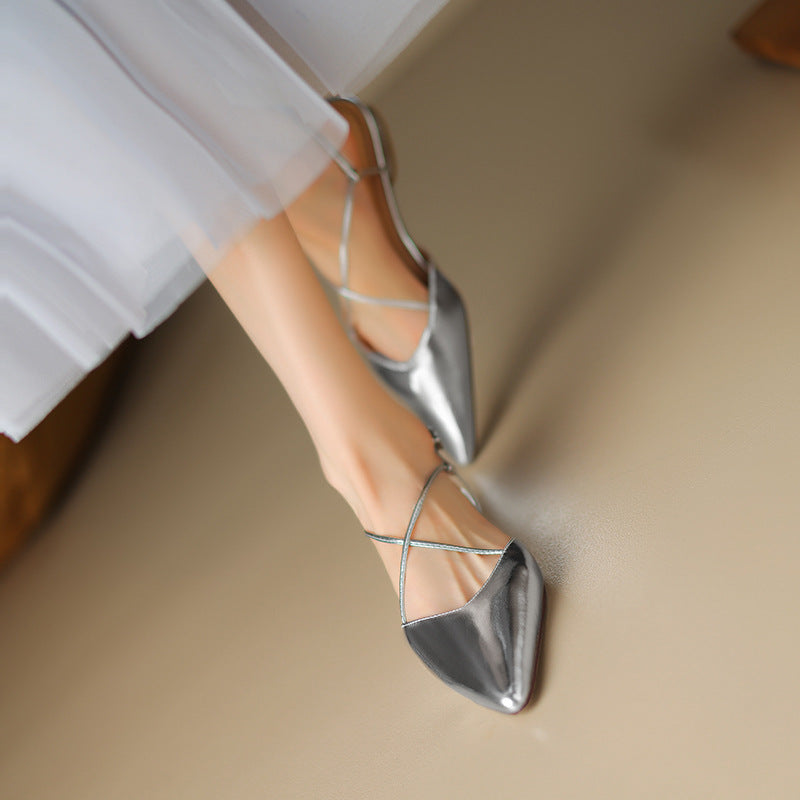 Heidi-Mode | Damen Dünn Dick Niedrig Absatz Hohle Geschlossene Zehen Sandalen