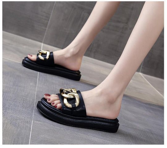 Heidi-Mode | Sandals women with platform and golden chain