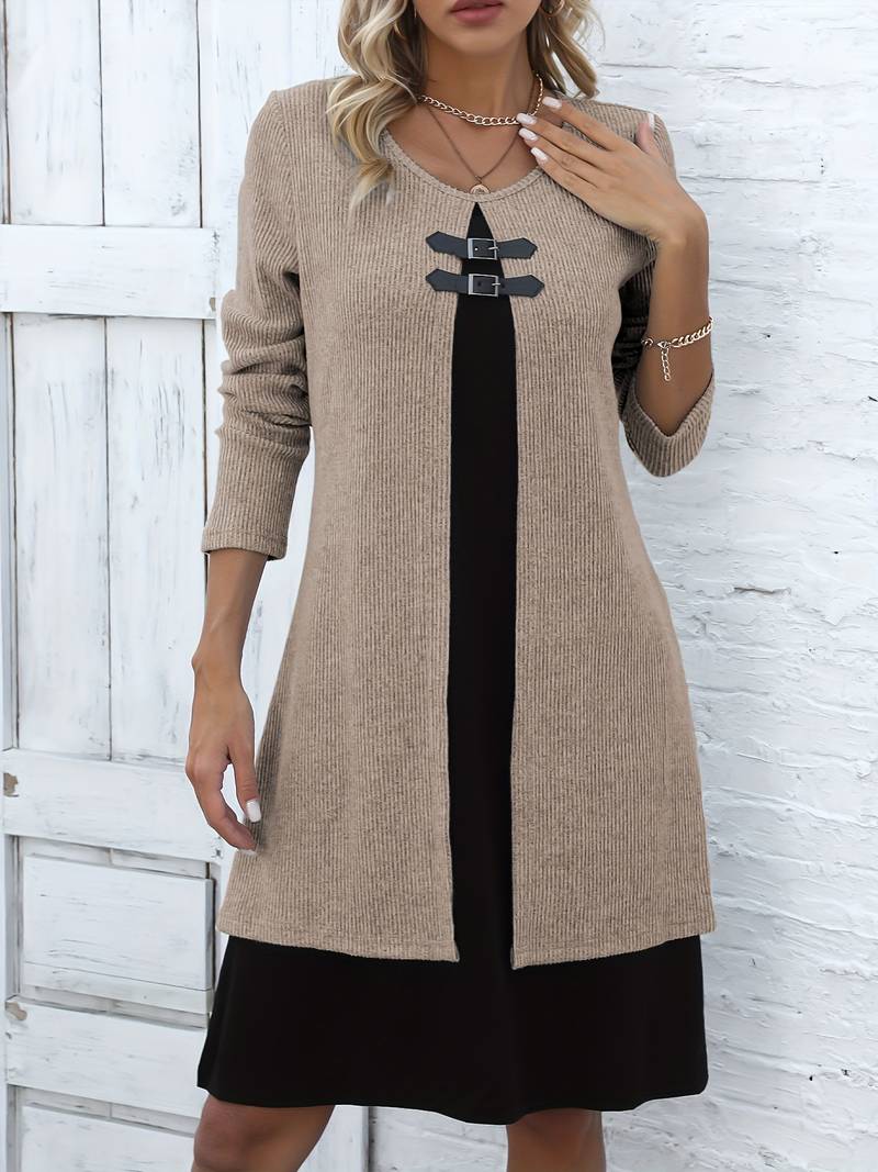 Farbblock 2-in-1 Kleid