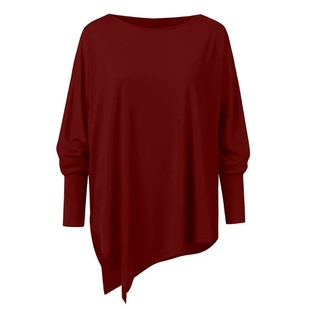 Heidi-Mode | Top Asymmetrisch Schwarz Langarm Tunika