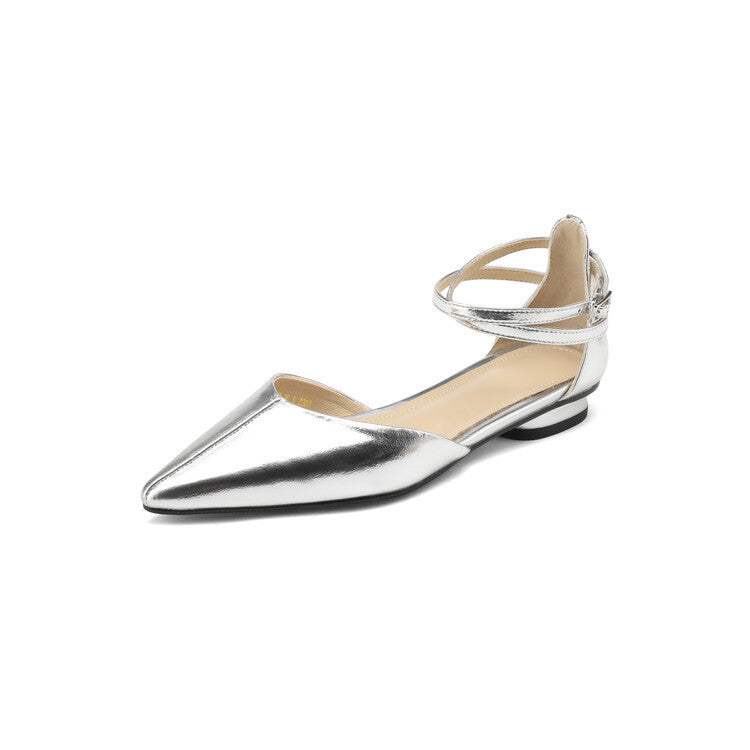 Heidi-Mode | Cross Buckle Hollow Pumps Leder