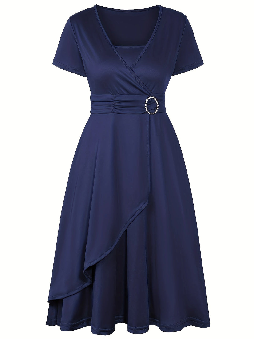 Heidi-Mode | Stilvolles Baumwollkleid mit Schmaler Passform, Asymmetrischem Saum und Bindegürtel für Damen Ideal für Den Sommer