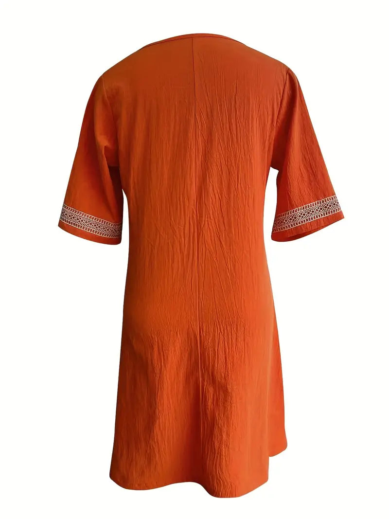 Guipure Spitzen V Ausschnitt Kleid