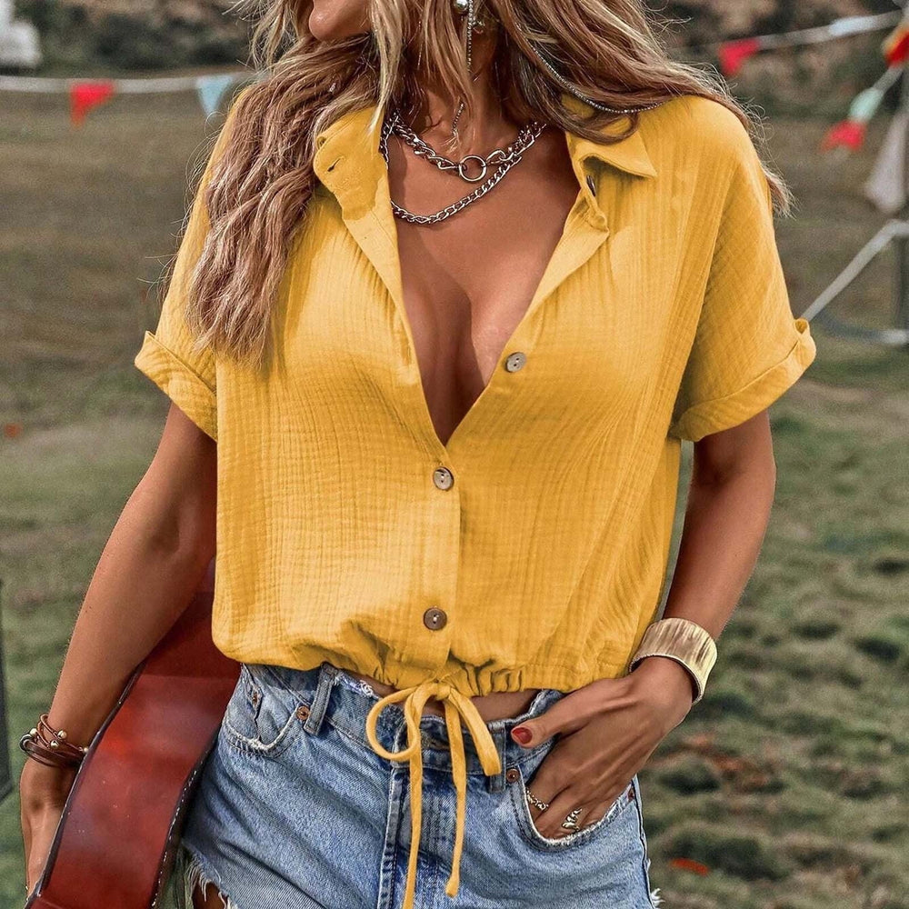 Heidi-Mode | Stilvolle Kurzarmbandknopf Polo Bluse