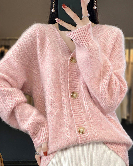 Eleganter Button-down Rosa Pullover