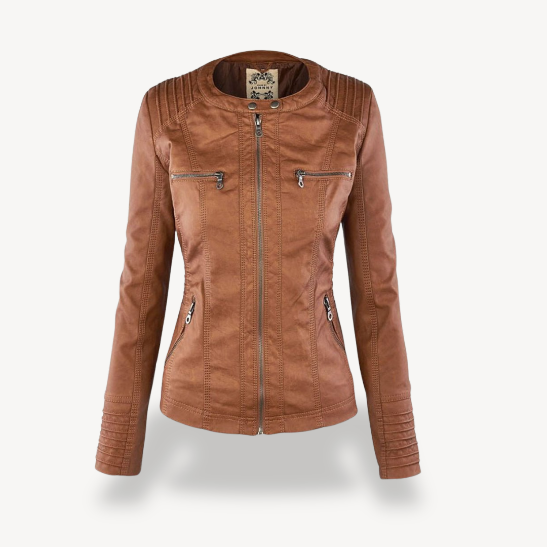 Heidi-Mode | Damen Wasserdichte Lederjacke mit Kapuze