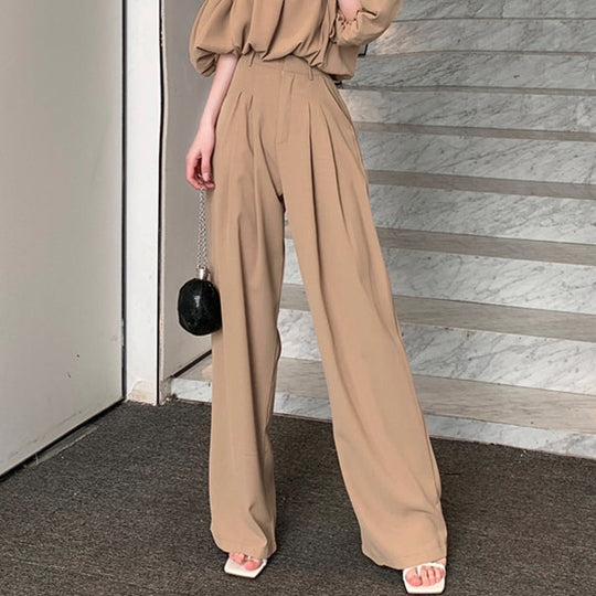 Heidi-Mode | Puffärmel Off Shoulder Top Anzug Breite Hosen Satz
