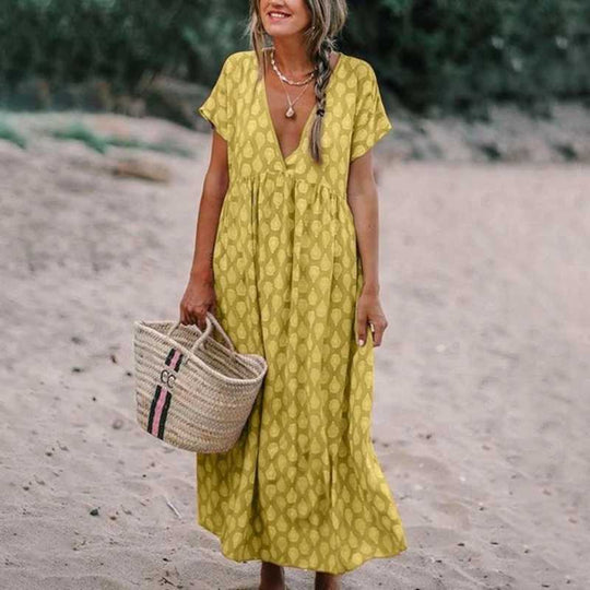 Heidi – Stylisches Bohemian-Kleid mit V-Ausschnitt