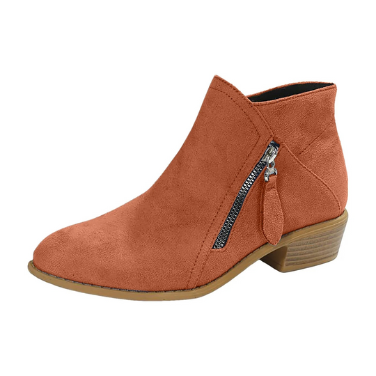 Heidi-Mode | Modische Stiefeletten für Damen mit Reißverschluss und Niedrigem Absatz Damen Stiefeletten