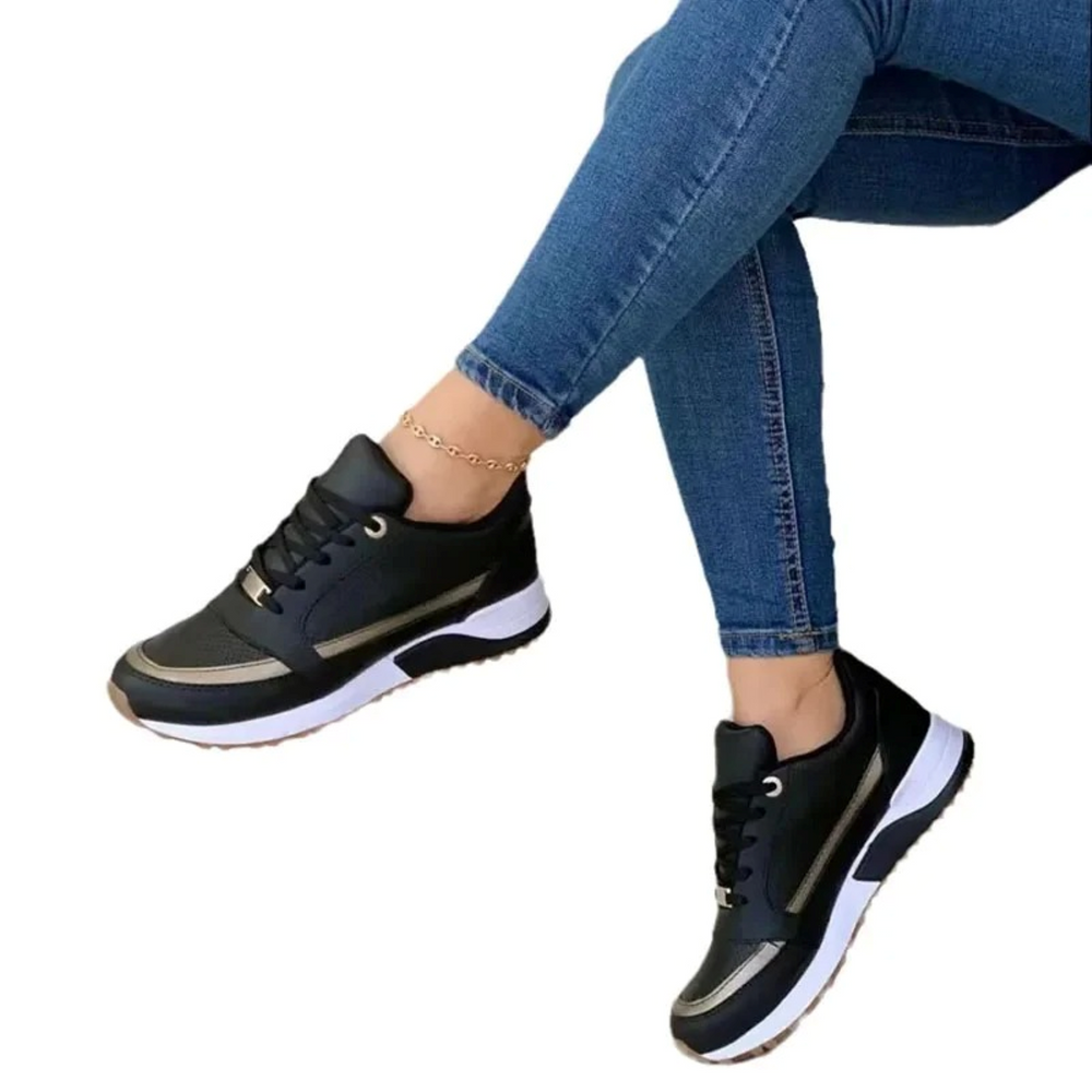Heidi-Mode | Sport Stil Leder Weiß Weiche Sohle Damenschuhe