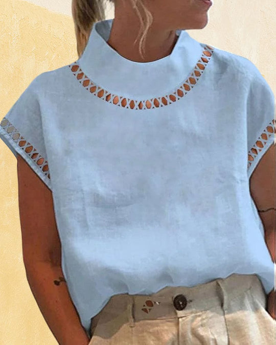 Heidi-Mode | Einfarbige Spitzenbluse mit Stehkragen