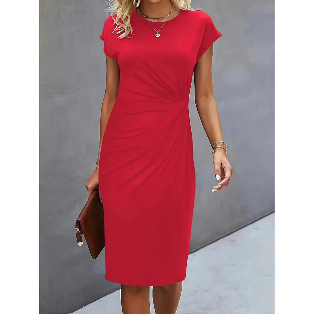Heidi-Mode | Damen Taillenakzent Stil Kleid Kurzärmlich