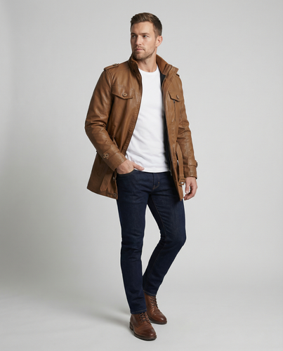 Heidi-Mode | Retro Leder-Trenchcoat für Männer