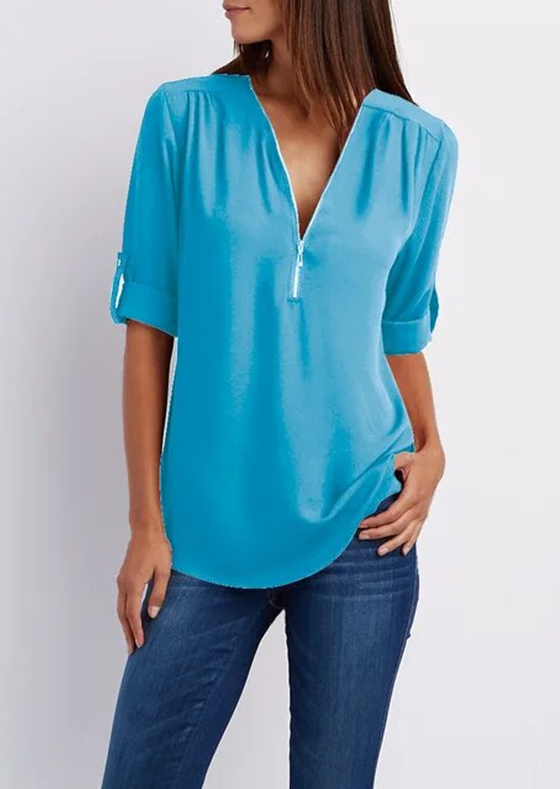Heidi-Mode | Elegante V-ausschnitt Bluse für Damen