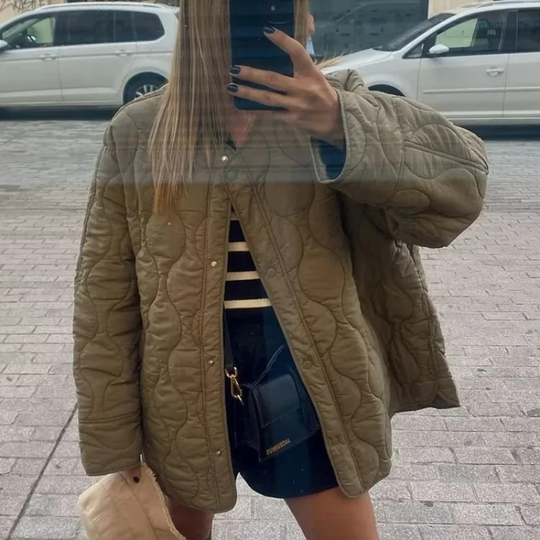 Heidi-Mode | Bequemes Rundhals gepolstertes Jacket mit Knöpfen Ideal für Herbst/Winter