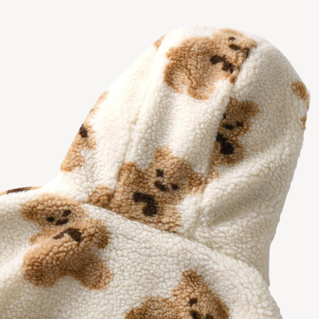 Heidi-Mode | Teddy Bear Muster Kapuzenjacke für Frauen