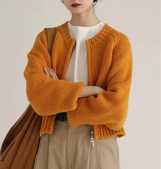 Damen Oversized Strickjacke mit Reißverschluss Heidi-Mode