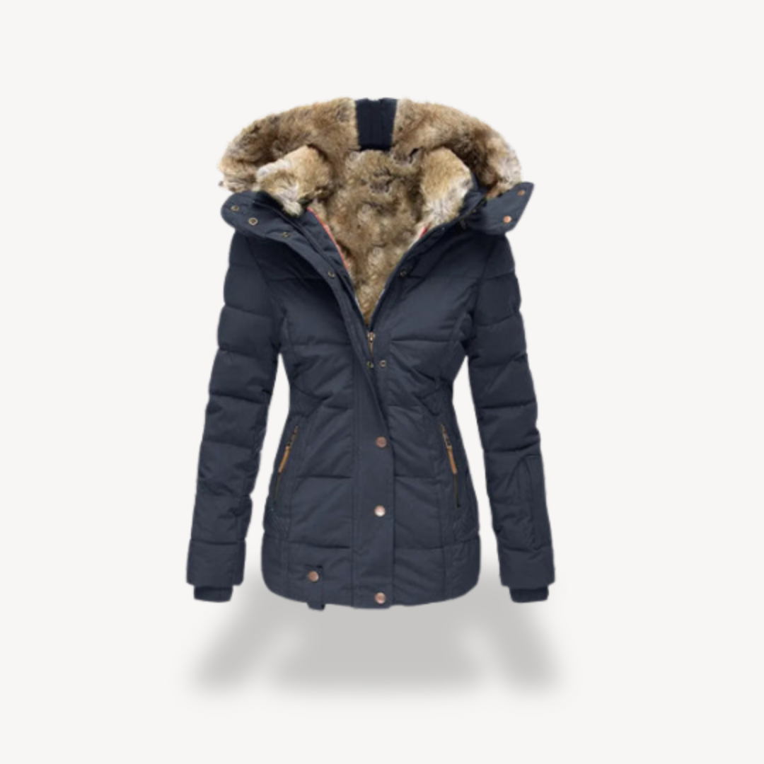 Heidi-Mode | Damen Pufferjacke mit Kunstpelzkapuze