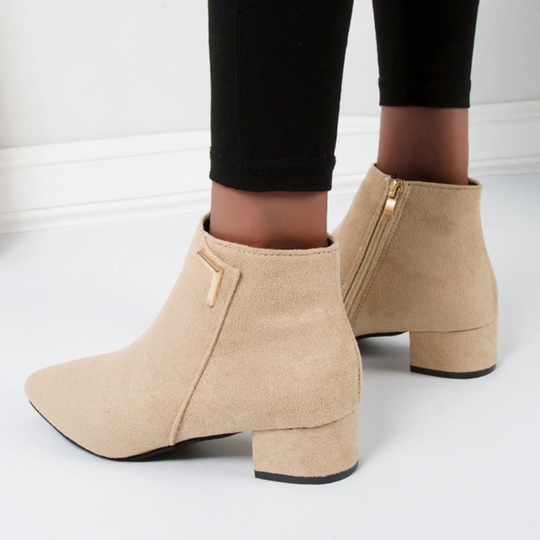 Heidi-Mode | Stiefeletten mit Spitzem Zehen und Mittelhohem Absatz Damen Stiefeletten
