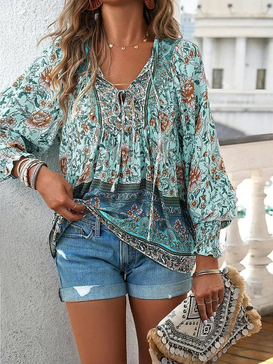 Heidi-Mode | Blumenbluse Mit Langen Ärmeln Für Damen