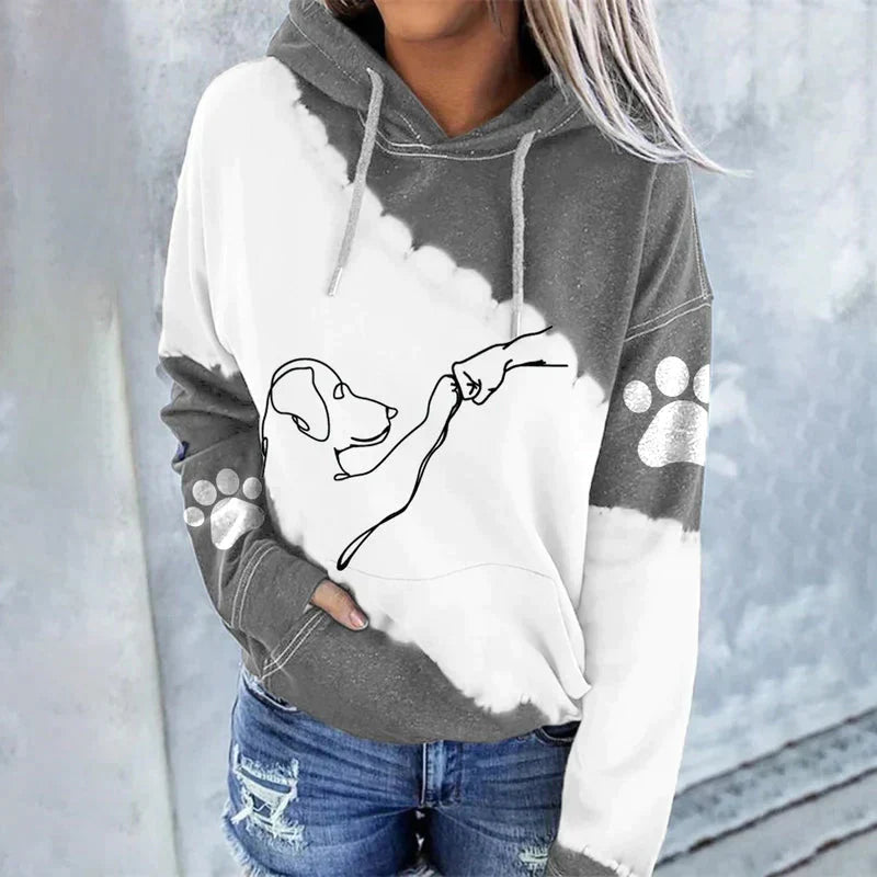 Stylischer Kapuzenpullover mit Hundeillustrationen