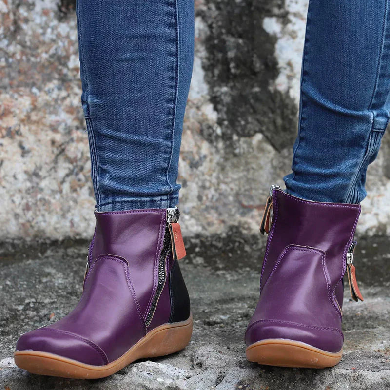 Heidi-Mode | Mid Ankle Boots Reißverschluss Gerippter Kragen