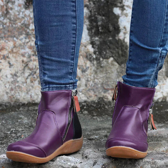Heidi-Mode | Mid Ankle Boots Reißverschluss Gerippter Kragen
