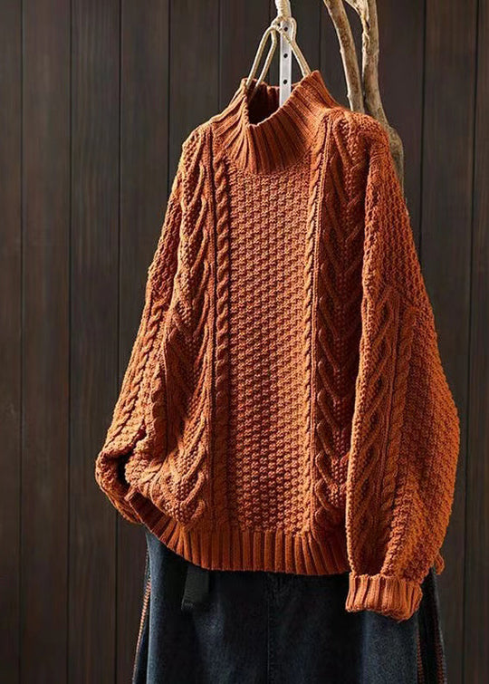 Heidi-Mode | Locker Sitzender Hoher Hals Kabelstrickpullover Ideal für den Winter