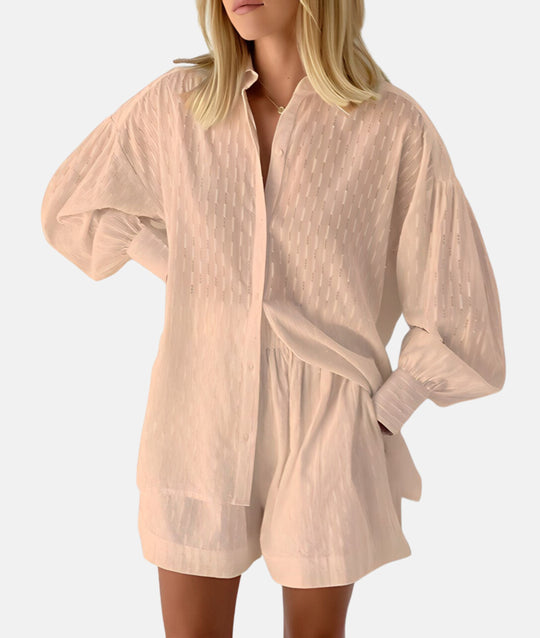 stoffen shirt en shortset