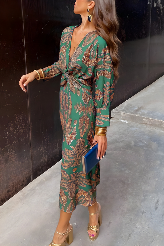 Heidi-Mode | Knotendes V-Ausschnitt Maxikleid