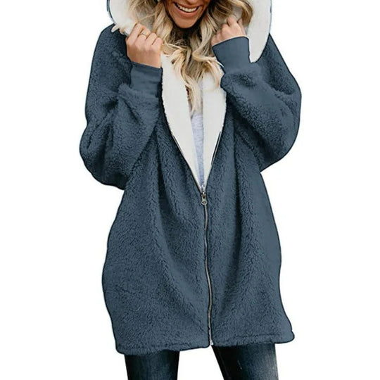 HeidiMode | Flauschiger Fleecemantel Mit Kapuze Und Weicher Tasche