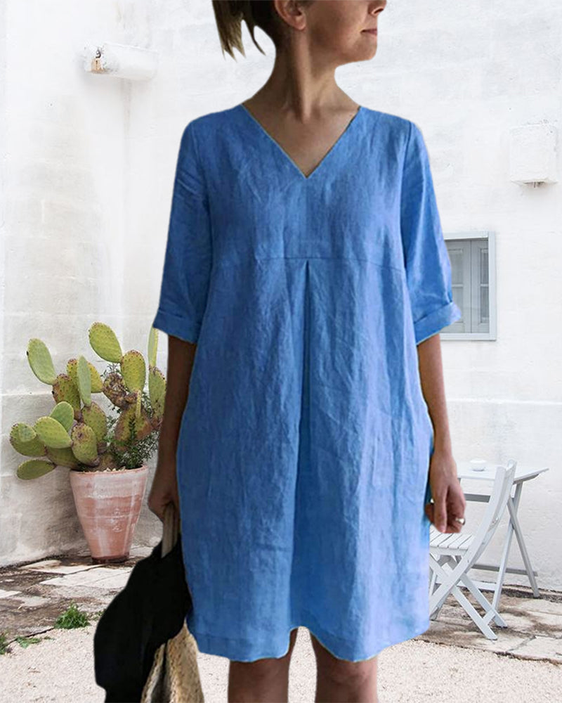 Heidi-Mode | Luftige Tunika Kleid mit V-Ausschnitt