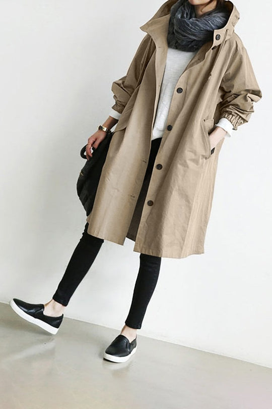 Wasserdichter Trenchcoat mit Kapuze für Damen