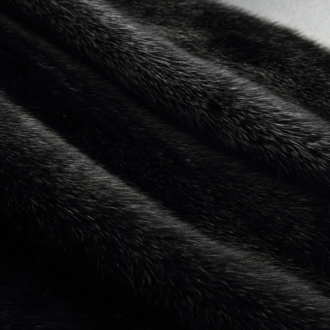 Heidi-Mode | Damen Schwarzer Kunstfell Kapuzen Wintermantel mit Langen Ärmeln