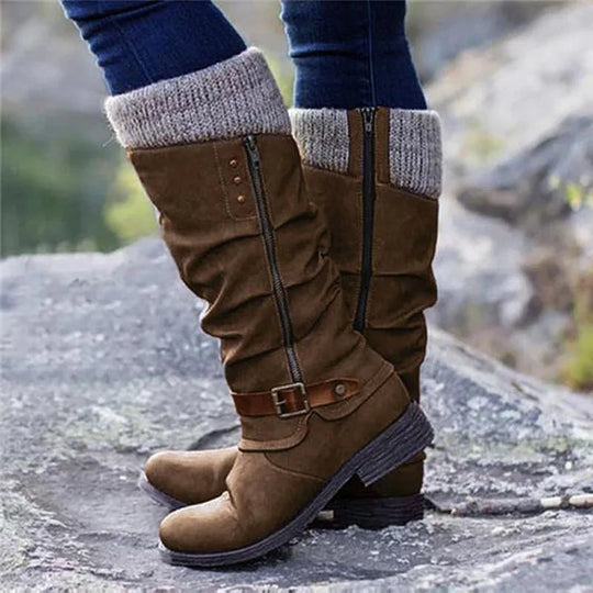 Heidi-Mode | Knielange Vegane Leder Winter Schneestiefel Für Damen Perfekt Für Den Winter