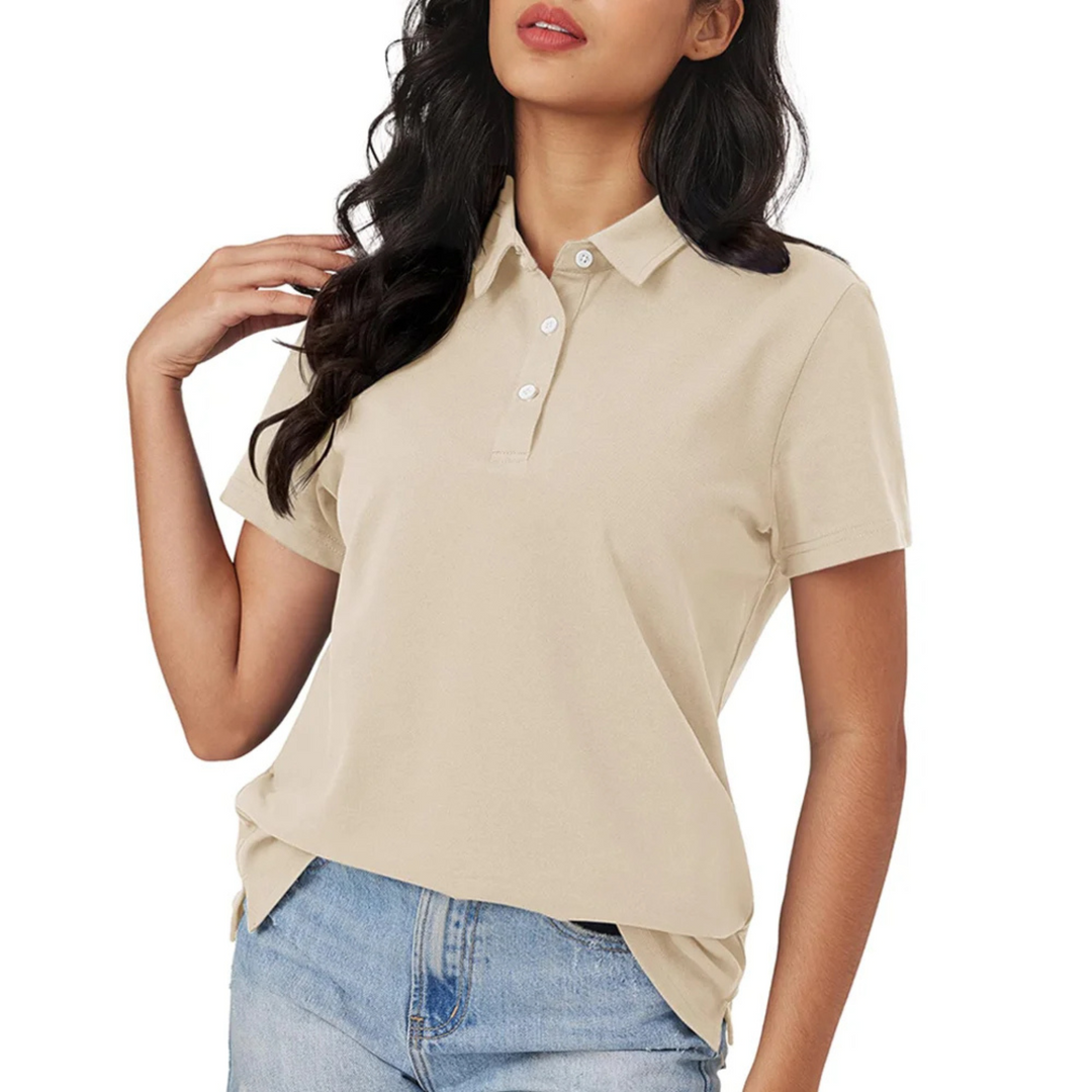 Heidi-Mode | Blaue Seide Atmungsaktiv Leichtgewicht Damen Polo