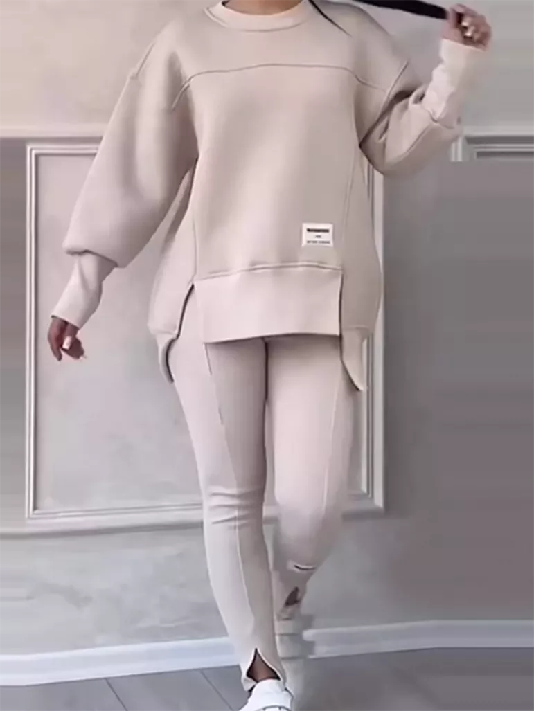 Heidi-Mode | Eleganter Pullover mit Patchwork und Leggings-Set Ideal für den Winter