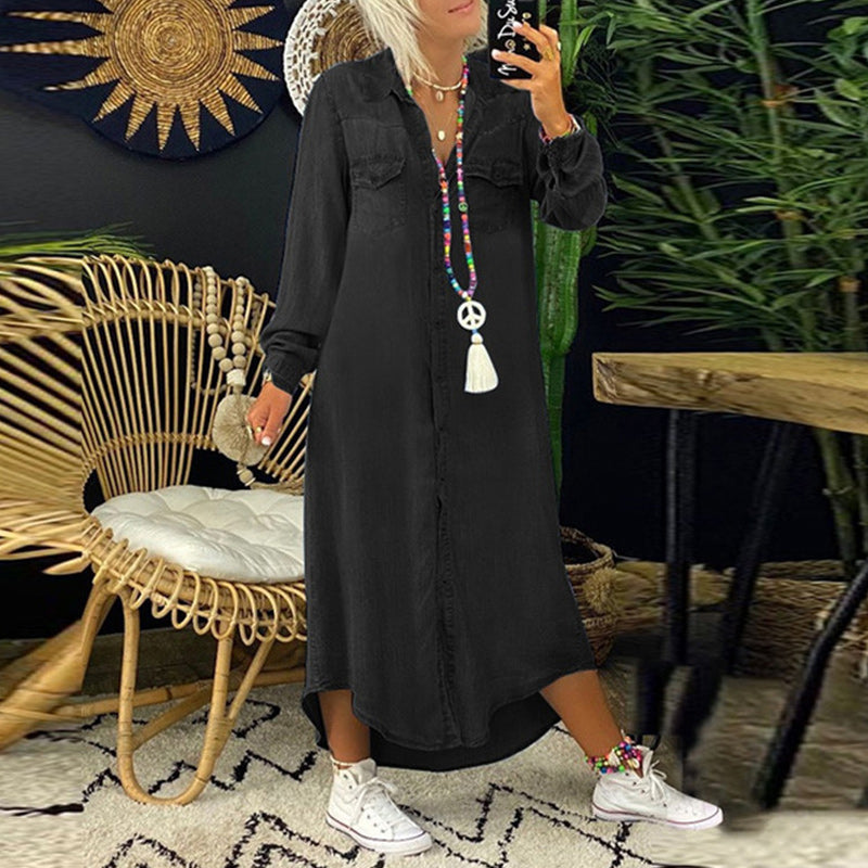 Heidi-Mode | Enfärgad Denim Kleid für Frauen
