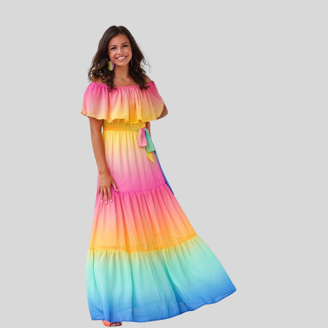 Heidi-Mode | Lange Kleid mit Volants