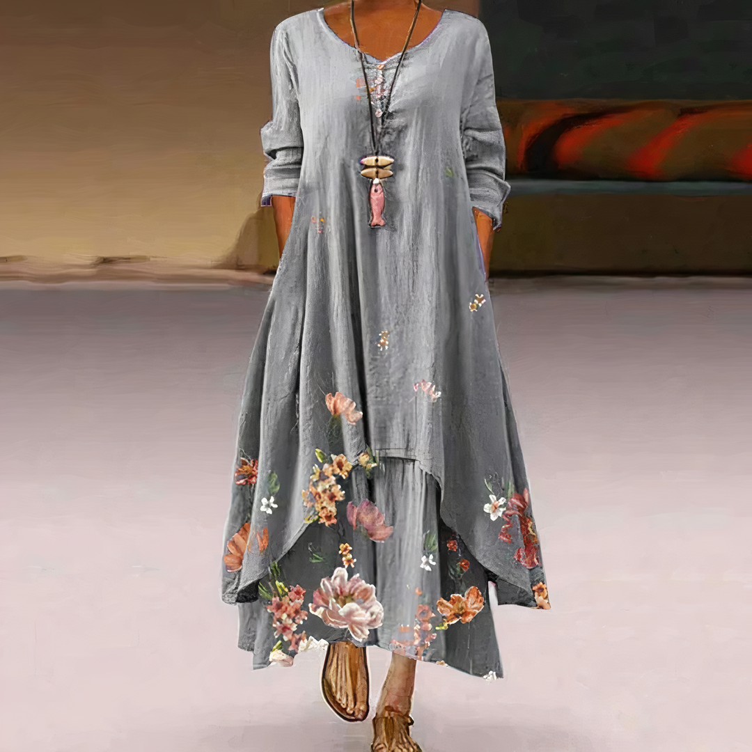 Heidi-Mode | Elegantes Kleid mit Raffinierten Details und Flatternder Schnitt