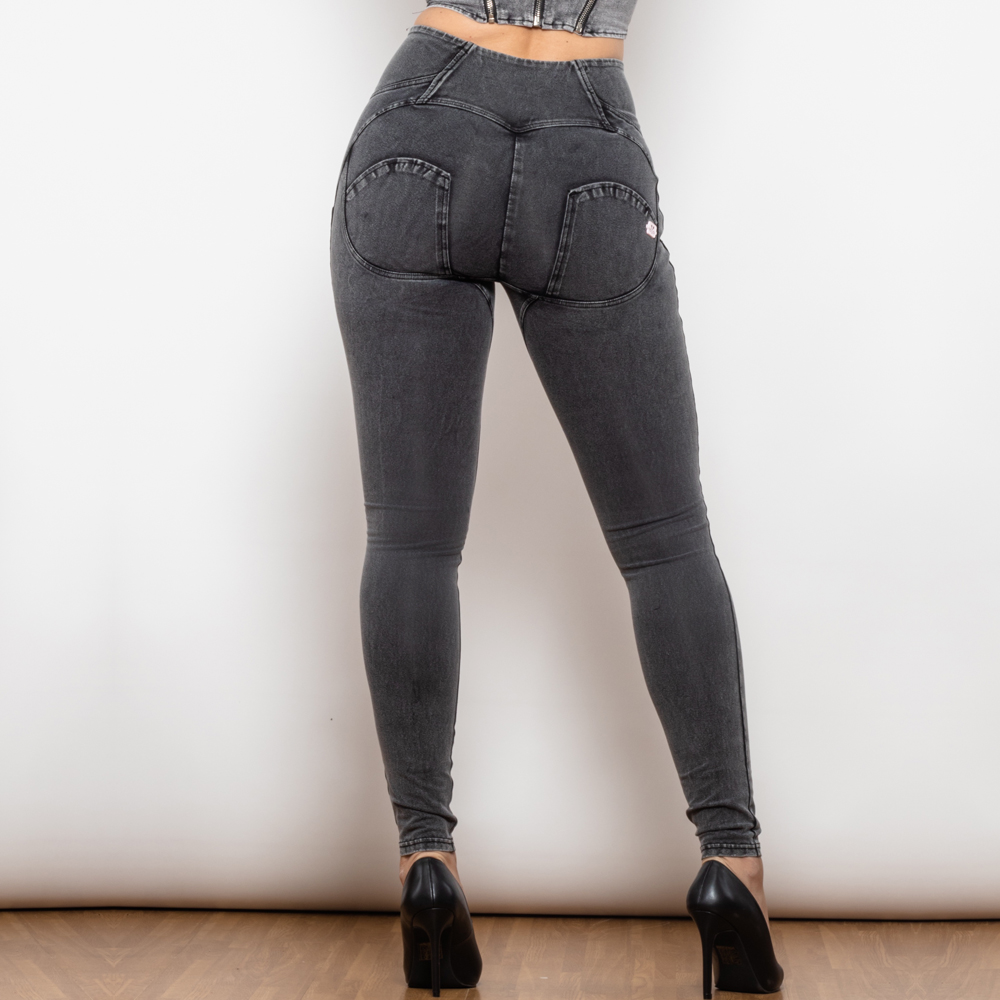 Heidi-Mode | Graue Enge Jeans mit Hoher Taille