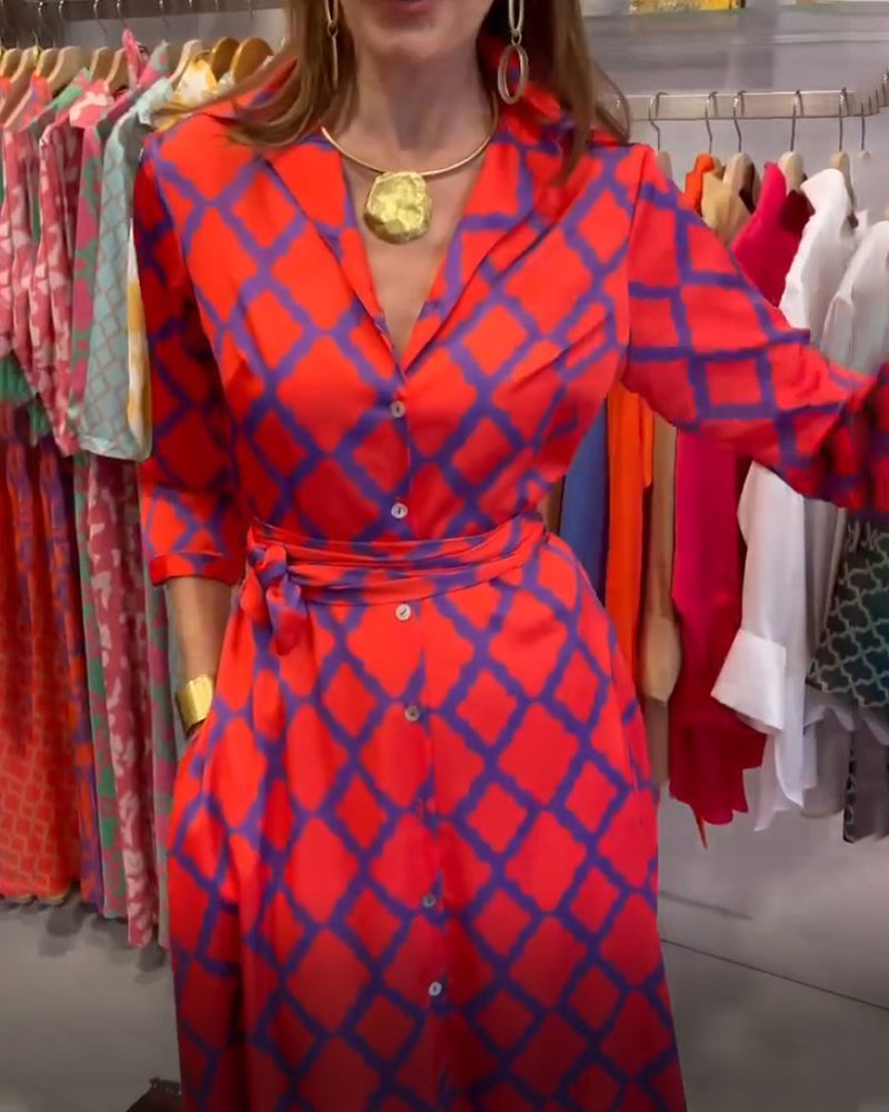 Heidi-Mode | Hemdkleid mit V-Ausschnitt und 3/4 Ärmeln